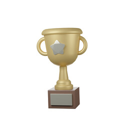 winner trophy icon 3d golden trophy symbol of victory in sports competition.3d render