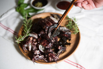 Today's dinner menu is squid