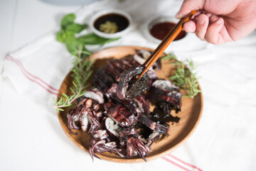 Today's dinner menu is squid