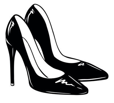 Black Outline High Heel Shoe Isolated White Background Stock Vector by  ©dinosoftlabs 199536828