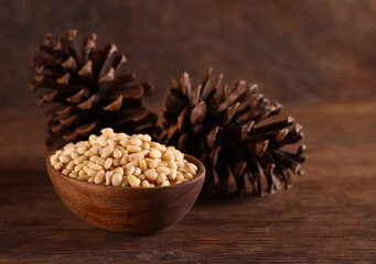 fresh natural organic pine nuts