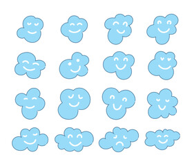 Clouds happy smiling doodle cartoon face art decoration.