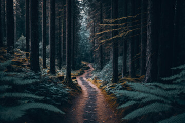 Fototapeta premium The Diversity of Forests: Exploring Woodland, Rainforest, Coniferous, and Deciduous Forests AI Generated 