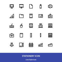 Stationery icon pack in outline style vector design