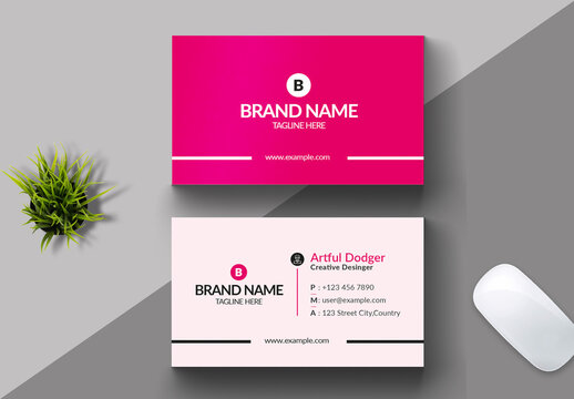 Business Card Pink Color Design Template