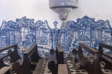 Recife, Brazil – July 05, 2009 :  Convent and Church of Santo António, Interior, Painted Tiles,...