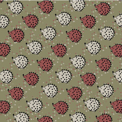 seamless pattern hedgehog,forest prickly inhabitant,animal with needles in the forest eats beetles,worms,gray prickly hedgehog,pink hedgehog,blue hedgehog,sleeping print