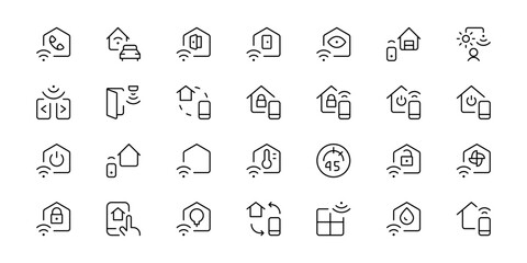 Fototapeta premium Smart home icon set. Collection of smart house with automation control system vector illustration. Technology concept.