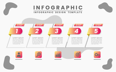 Infographic template design with icons and 5 options or steps. square template design. Presentation business infographic template. Illustration vector 10 eps.