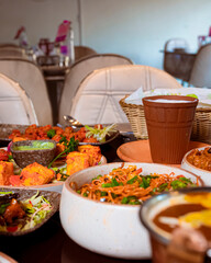 A Creative Photo of A Indian Food on the Table, Delicious Indian Cuisine on the Table