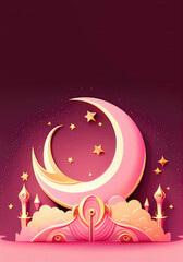 Naklejka premium crescent islamic eid mubarak, generative AI
