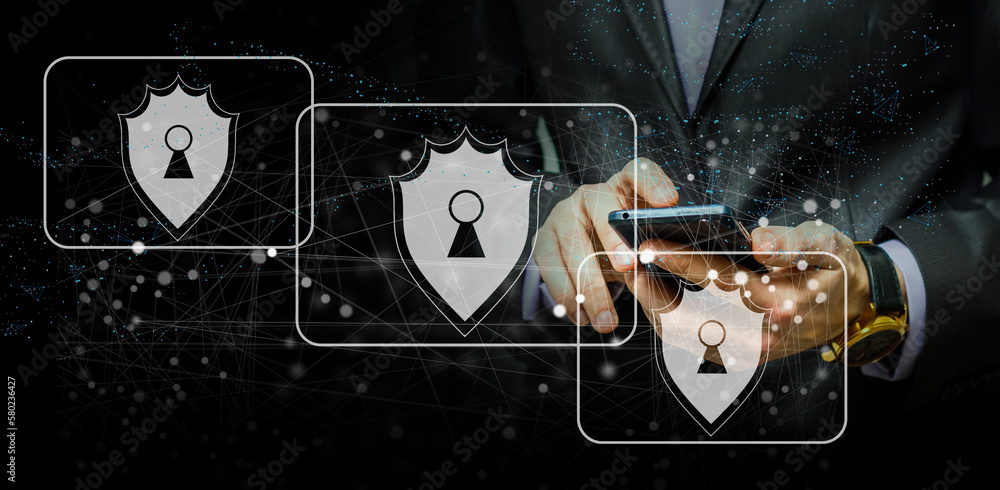 Poster users online security check system. access the authentication system to use an online account for tr