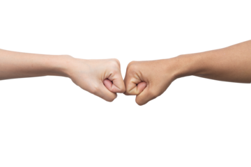 Fist hands isolated on white background.