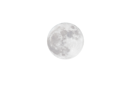 full moon isolated on white background. Clipping path.