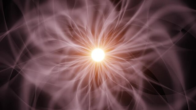 Beautiful floral mandala motion loop background. Glowing fractal flower with glowing core. Spiritual and mystical geometric flower. 3d rendering animation.