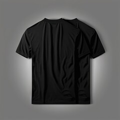 Men's black blank T-shirt template, T-shirt mockup, natural shape on invisible mannequin, for your design mockup for print. Generative AI