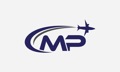 Tour and travel logo design, Airline agency symbol and aviation company monogram logo vector with letters