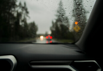 Close-up of wet windshield