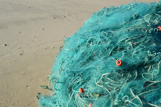 Close-up of fishing net at beach