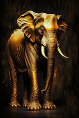 Elephant contemporary, wildlife golden oil painting, beagle (Ai generated)