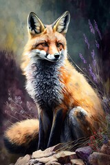 Fox contemporary, wildlife oil painting, beagle (Ai generated)