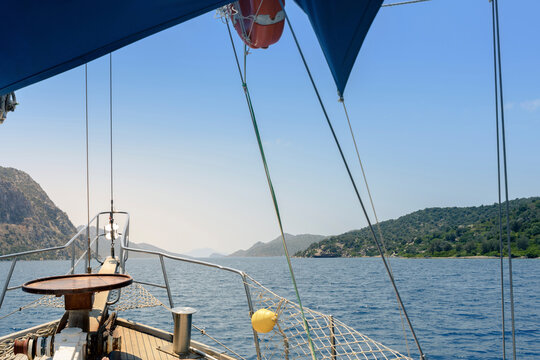 Scenic view of sea against clear sky seen from boat