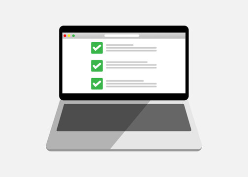  Laptop with online checklist vector design