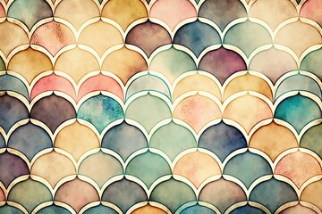 Obraz premium Wave vintage watercolor decoration background (Ai generated)