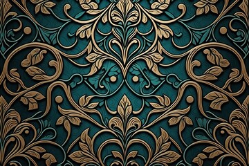 Vintage Baroque luxury pattern blue velvet background