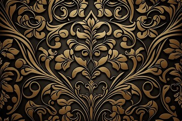 Vintage ornament luxury velvet floral brown background (Ai generated)