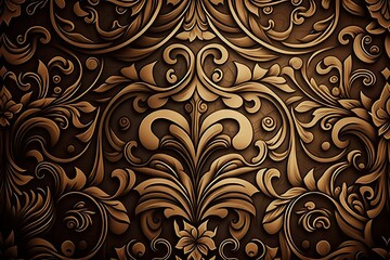 Fototapety  Vintage ornament luxury velvet floral brown background (Ai generated)