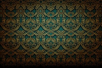 Vintage background, luxury seamless pattern, blue color (Ai generated)