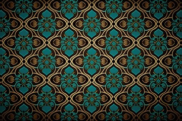 Background luxury vintage seamless pattern, blue color (Ai generated)