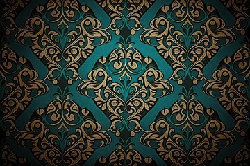 Vintage background, luxury seamless pattern, blue color (Ai generated)