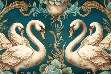 Swan vintage contemporary oil painting (Ai generated)