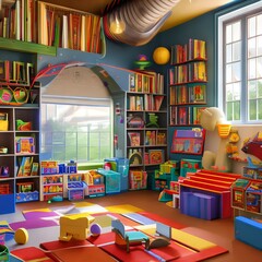 11 A playroom with age-appropriate toys, games, and organized storage 3_SwinIRGenerative AI