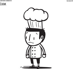 Hand drawn vector cartoon illustration of chef cook.