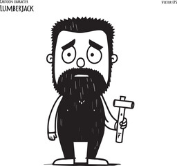 Obraz na płótnie Canvas Hand drawn cartoon illustration of lumberjack. Vector