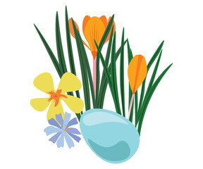 easter eggs and flowers