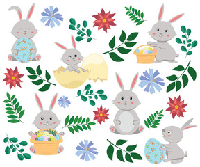 easter rabbits and eggs