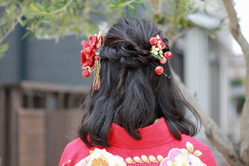 long-sleeved kimono, Japanese girl, 振袖
