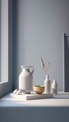 Drinkware in the kitchen, photorealistic illustration, Generative AI