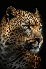 Fototapeta na wymiar Beautiful leopard portrait. Wild cat. Printable artwork. Background or wallpaper. Generative AI