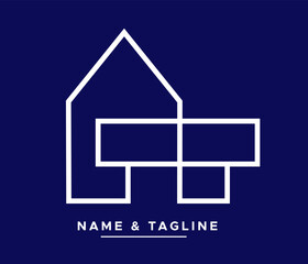 line art logo of a modern house