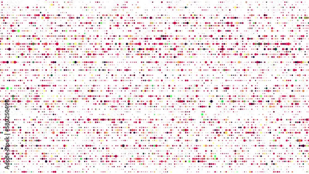 Poster abstract dynamic background with shimmering glowing multicolored dots on a white background. grid of