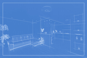 Living room graphic home interior sketch illustration