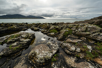 Surface of a rocky plateau overlooking Ballinreavy Strand