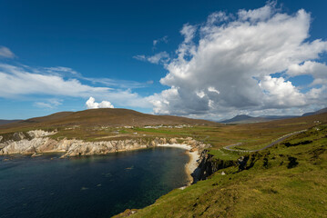Scenic view of the coast around Ashleam Bay, Achill Island, County Mayo, Ireland