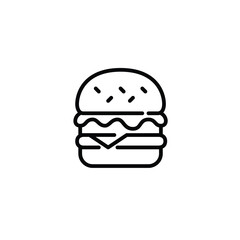 Cheeseburger with lettuce, sesame seed bun. Fast food takeout or dine in lunch. Pixel perfect, editable stroke line icon