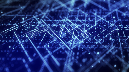 Futuristic circuit board concept. Progressive IT technologies. Digital data flow concept. Big data visualization. 3d rendering.